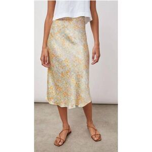 Rails Yellow and Cream Floral Midi Skirt